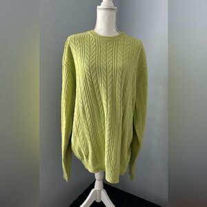 MENS XXL Hickey Freeman 100% Silk Crew Neck Cable Knit Sweater